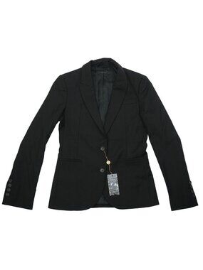 Gucci Womens Black Fitted Suit Jacket Blazer Logo Buttons Luxury